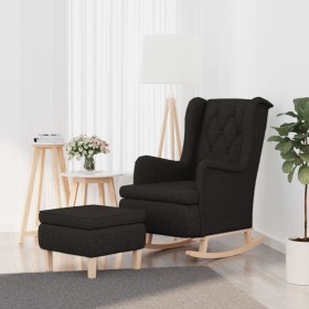 Sillón con patas mecedoras y taburete de tela negro en Sillones | Comprar online en Foru.es