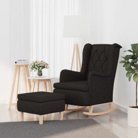 Sillón con patas mecedoras y taburete de tela negro en Sillones | Comprar online en Foru.es