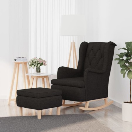 Sillón con patas mecedoras y taburete de tela negro en Sillones | Comprar online en Foru.es