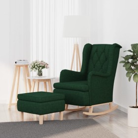 Sillón con patas mecedoras y taburete de tela verde oscuro en Sillones | Comprar online en Foru.es