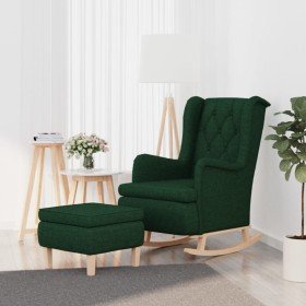 Sillón con patas mecedoras y taburete de tela verde oscuro en Sillones | Comprar online en Foru.es