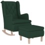 Sillón con patas mecedoras y taburete de tela verde oscuro en Sillones | Comprar online en Foru.es