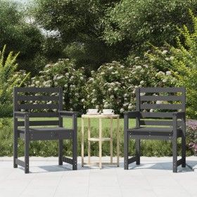 Sillas de jardín 2 uds madera maciza pino gris 60x48x91 cm de vidaXL, Sillas de jardín - Ref: Foro24-824055, Precio: 92,37 €,...