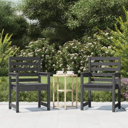 Sillas de jardín 2 uds madera maciza pino gris 60x48x91 cm de vidaXL, Sillas de jardín - Ref: Foro24-824055, Precio: 92,37 €,...