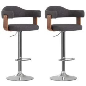 Bar stools, 2 units, dark gray curved wood and fabric by vidaXL, Kitchen stools - Ref: Foro24-327338, Price: 195,11 €, Discou...