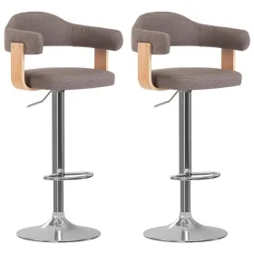 Taburetes de bar 2 unidades gris taupe madera curvada y tela de vidaXL, Taburetes de cocina - Ref: Foro24-327339, Precio: 188...