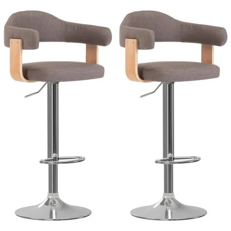 Taburetes de bar 2 unidades gris taupe madera curvada y tela de vidaXL, Taburetes de cocina - Ref: Foro24-327339, Precio: 188...