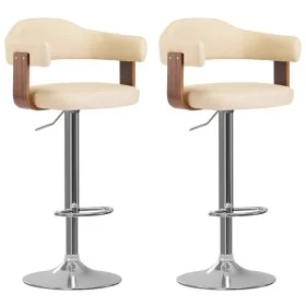 Küchenhocker 2 Stück Kunstleder gebogene Holzbeine Creme von vidaXL, Küchenhocker - Ref: Foro24-327335, Preis: 203,32 €, Raba...