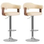 Taburetes de cocina 2 uds cuero sintético madera curvada crema de vidaXL, Taburetes de cocina - Ref: Foro24-327335, Precio: 2...