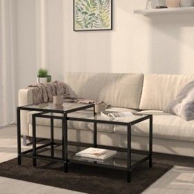 Mesita de centro 2 piezas vidrio templado negro de vidaXL, Mesas auxiliares - Ref: Foro24-331614, Precio: 111,86 €, Descuento: %