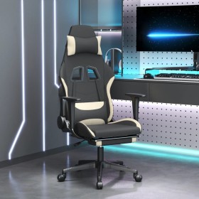 Silla gaming con reposapiés tela crema y negro en Sillas gaming | Comprar online en Foru.es