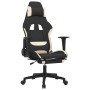 Silla gaming con reposapiés tela crema y negro en Sillas gaming | Comprar online en Foru.es