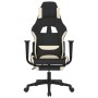 Silla gaming con reposapiés tela crema y negro en Sillas gaming | Comprar online en Foru.es