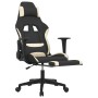 Silla gaming con reposapiés tela crema y negro en Sillas gaming | Comprar online en Foru.es