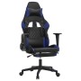 Silla gaming con reposapiés cuero sintético negro azul en Sillas gaming | Comprar online en Foru.es