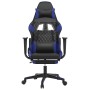 Silla gaming con reposapiés cuero sintético negro azul en Sillas gaming | Comprar online en Foru.es