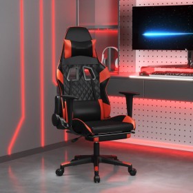 Silla gaming con reposapiés cuero sintético negro rojo en Sillas gaming | Comprar online en Foru.es