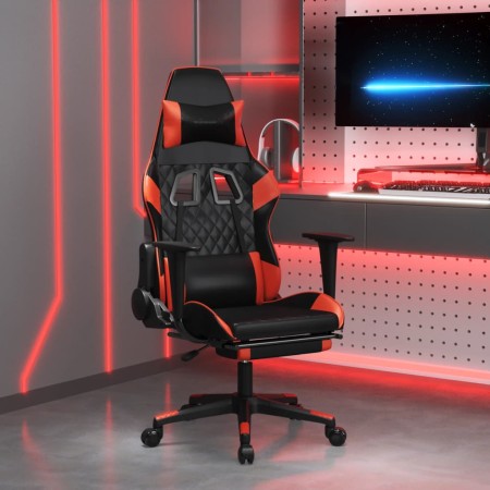 Silla gaming con reposapiés cuero sintético negro rojo en Sillas gaming | Comprar online en Foru.es