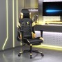 Silla gaming con reposapiés cuero sintético negro dorado en Sillas gaming | Comprar online en Foru.es