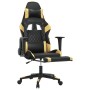 Silla gaming con reposapiés cuero sintético negro dorado en Sillas gaming | Comprar online en Foru.es