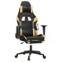 Silla gaming con reposapiés cuero sintético negro dorado en Sillas gaming | Comprar online en Foru.es