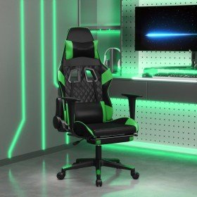 Silla gaming con reposapiés cuero sintético negro verde en Sillas gaming | Comprar online en Foru.es