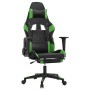 Silla gaming con reposapiés cuero sintético negro verde en Sillas gaming | Comprar online en Foru.es