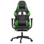 Silla gaming con reposapiés cuero sintético negro verde en Sillas gaming | Comprar online en Foru.es