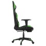 Silla gaming con reposapiés cuero sintético negro verde en Sillas gaming | Comprar online en Foru.es