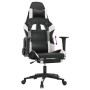 Silla gaming con reposapiés cuero sintético negro blanco en Sillas gaming | Comprar online en Foru.es