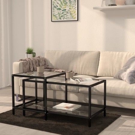 Mesita de centro 2 piezas vidrio templado negro de vidaXL, Mesas auxiliares - Ref: Foro24-331615, Precio: 113,99 €, Descuento: %