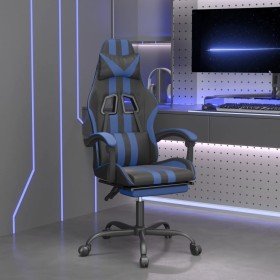 Silla gaming con reposapiés cuero sintético negro azul en Sillas gaming | Comprar online en Foru.es