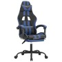 Silla gaming con reposapiés cuero sintético negro azul en Sillas gaming | Comprar online en Foru.es