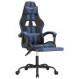 Silla gaming con reposapiés cuero sintético negro azul en Sillas gaming | Comprar online en Foru.es