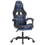 Silla gaming con reposapiés cuero sintético negro azul en Sillas gaming | Comprar online en Foru.es