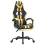 Silla gaming con reposapiés cuero sintético negro dorado en Sillas gaming | Comprar online en Foru.es