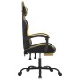 Silla gaming con reposapiés cuero sintético negro dorado en Sillas gaming | Comprar online en Foru.es