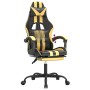 Silla gaming con reposapiés cuero sintético negro dorado en Sillas gaming | Comprar online en Foru.es