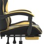 Silla gaming con reposapiés cuero sintético negro dorado en Sillas gaming | Comprar online en Foru.es