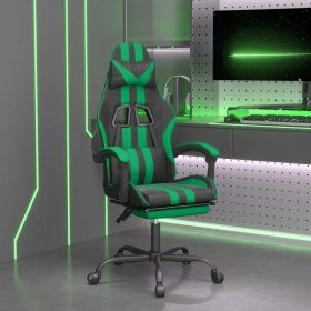 Silla gaming con reposapiés cuero sintético negro verde en Sillas gaming | Comprar online en Foru.es