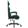 Silla gaming con reposapiés cuero sintético negro verde en Sillas gaming | Comprar online en Foru.es