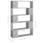 Sperrholz Bücherregal Trennwand grau Beton 100x24x155 cm von vidaXL, Bücherregale und Regale - Ref: Foro24-809201, Preis: 69,...
