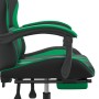 Silla gaming con reposapiés cuero sintético negro verde en Sillas gaming | Comprar online en Foru.es