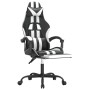 Silla gaming con reposapiés cuero sintético negro blanco en Sillas gaming | Comprar online en Foru.es