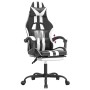 Silla gaming con reposapiés cuero sintético negro blanco en Sillas gaming | Comprar online en Foru.es