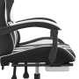 Silla gaming con reposapiés cuero sintético negro blanco en Sillas gaming | Comprar online en Foru.es