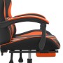 Silla gaming con reposapiés cuero sintético negro naranja en Sillas gaming | Comprar online en Foru.es
