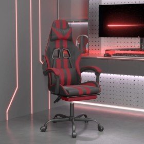 Silla gaming con reposapiés cuero sintético negro rojo tinto en Sillas gaming | Comprar online en Foru.es