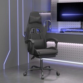 Silla gaming con reposapiés cuero sintético negro en Sillas gaming | Comprar online en Foru.es