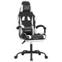 Silla gaming con reposapiés cuero sintético negro blanco en Sillas gaming | Comprar online en Foru.es